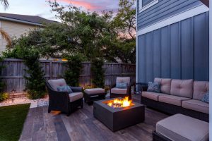Fire pit at dusk